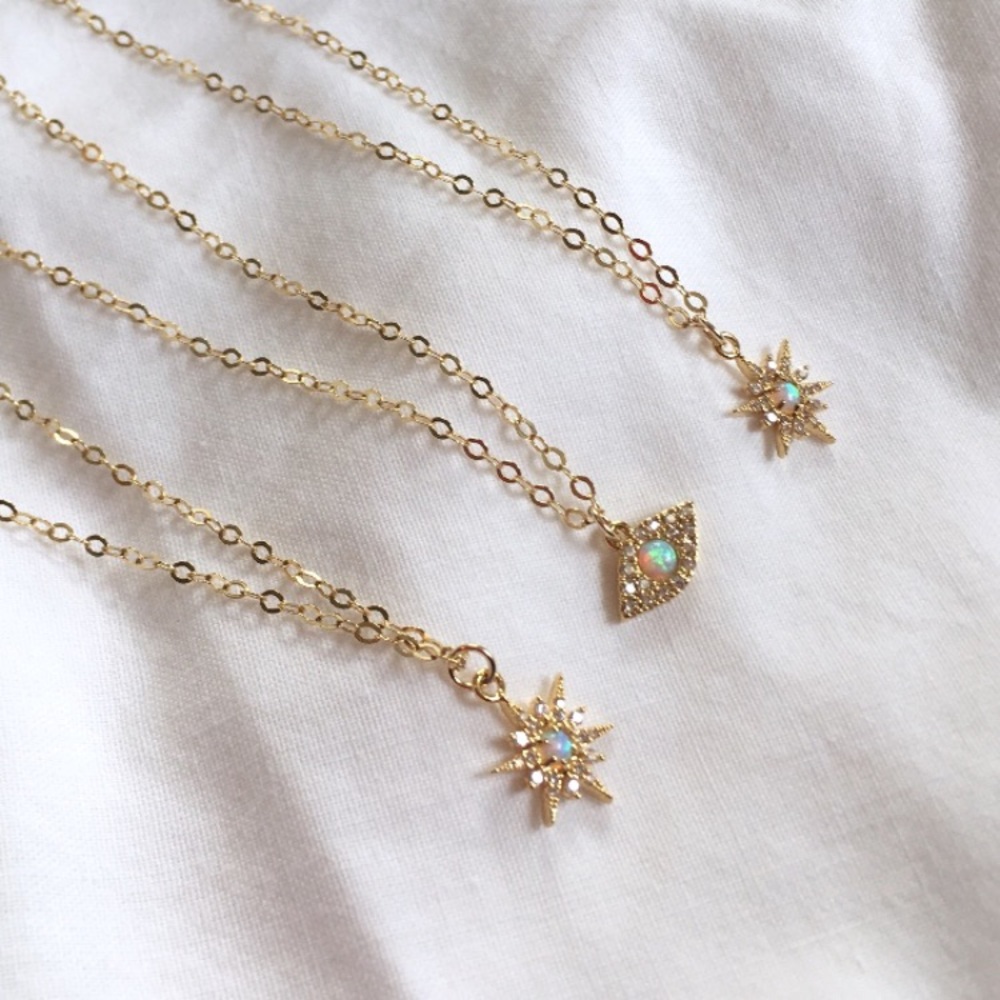 Petite Opal Pave CZ Necklace - Picture 5 of 7
